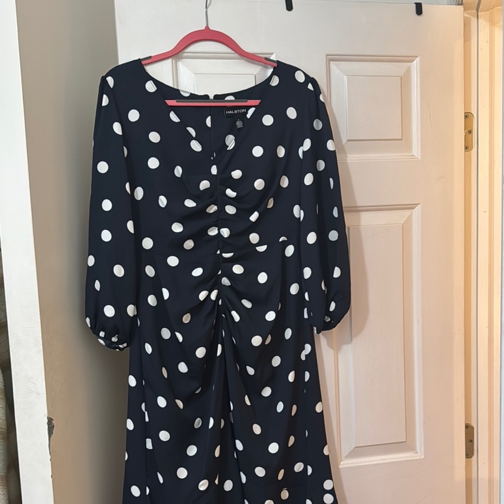 H&M Blue V-Neck Bishop Sleeve Sundress